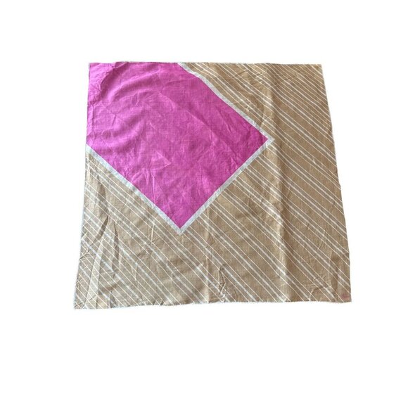 Vintage Vraa Brown & Pink Geometric Cotton Scarf - Picture 1 of 4